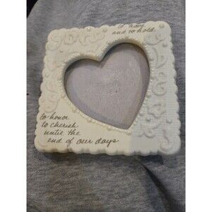 RUSS White 4 X 4" Heart Wedding FRAME Holds 3 X 3" Photo